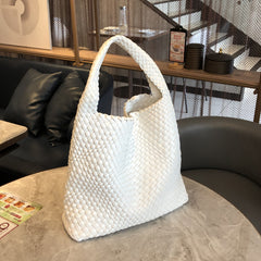 Handwoven Large Vegan Leather Tote Bag for Women