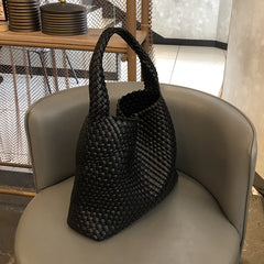 Handwoven Large Vegan Leather Tote Bag for Women