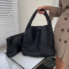 Handwoven Large Vegan Leather Tote Bag for Women