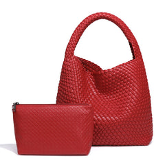 Handwoven Large Vegan Leather Tote Bag for Women