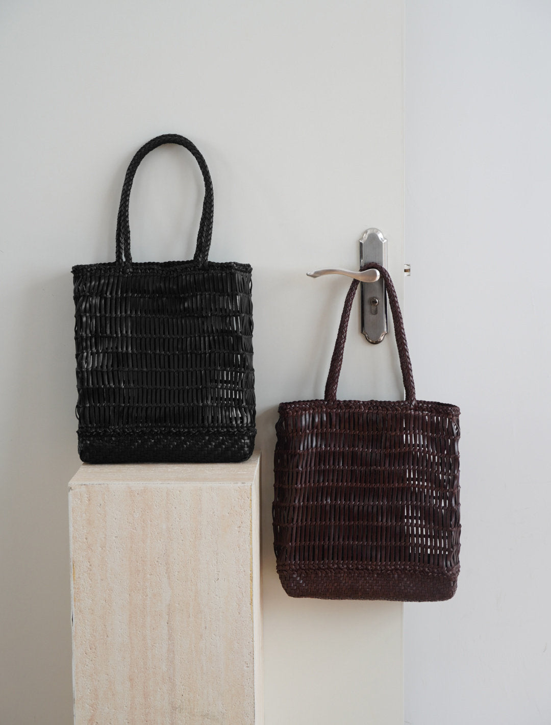 Handwoven Leather Tote Bag | Full Grain Cowhide Open Weave Shoulder Bag | Large Basket Tote | Boho Leather Handbag
