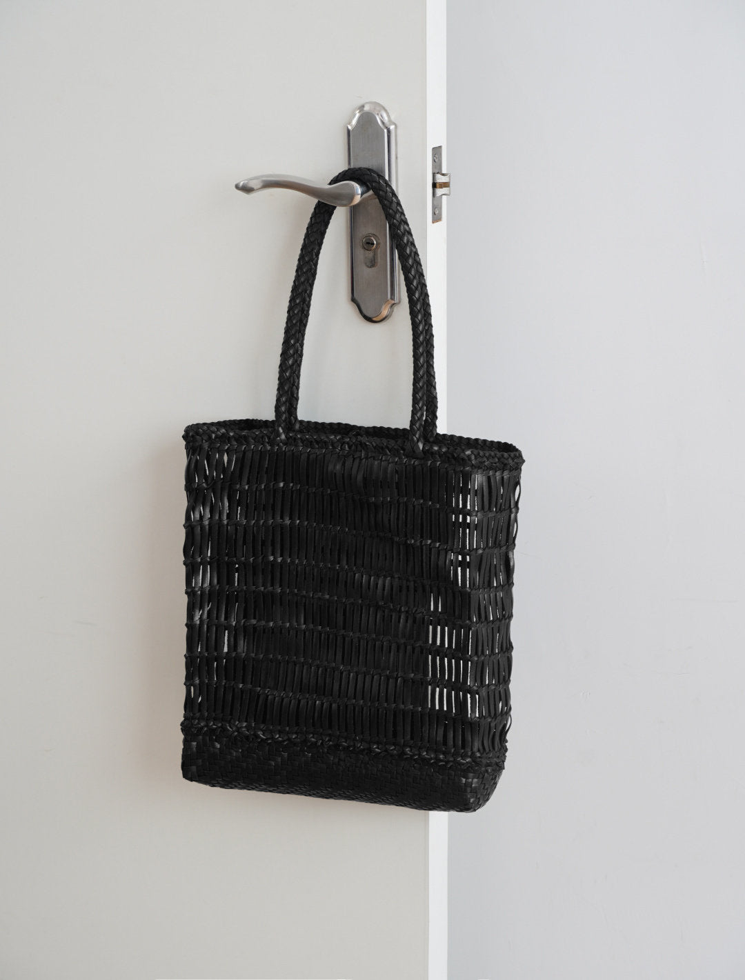 Handwoven Leather Tote Bag | Full Grain Cowhide Open Weave Shoulder Bag | Large Basket Tote | Boho Leather Handbag