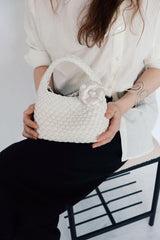 Handwoven Vegan Leather Mini Bucket Bag, Leather Basket Handbag + Crossbody Chain (20+ Colours)