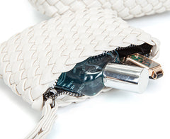 Handwoven Vegan Leather Mini Bucket Bag, Leather Basket Handbag + Crossbody Chain (20+ Colours)