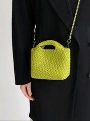 Handwoven Vegan Leather Mini Bucket Bag, Leather Basket Handbag + Crossbody Chain (20+ Colours)