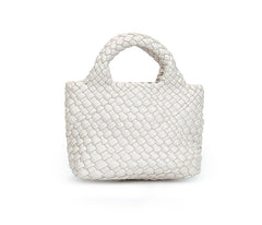 Handwoven Vegan Leather Mini Bucket Bag, Leather Basket Handbag + Crossbody Chain (20+ Colours)