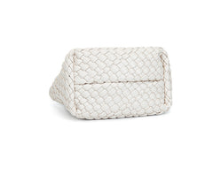 Handwoven Vegan Leather Mini Bucket Bag, Leather Basket Handbag + Crossbody Chain (20+ Colours)