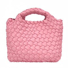 Handwoven Vegan Leather Mini Bucket Bag, Leather Basket Handbag + Crossbody Chain (20+ Colours)