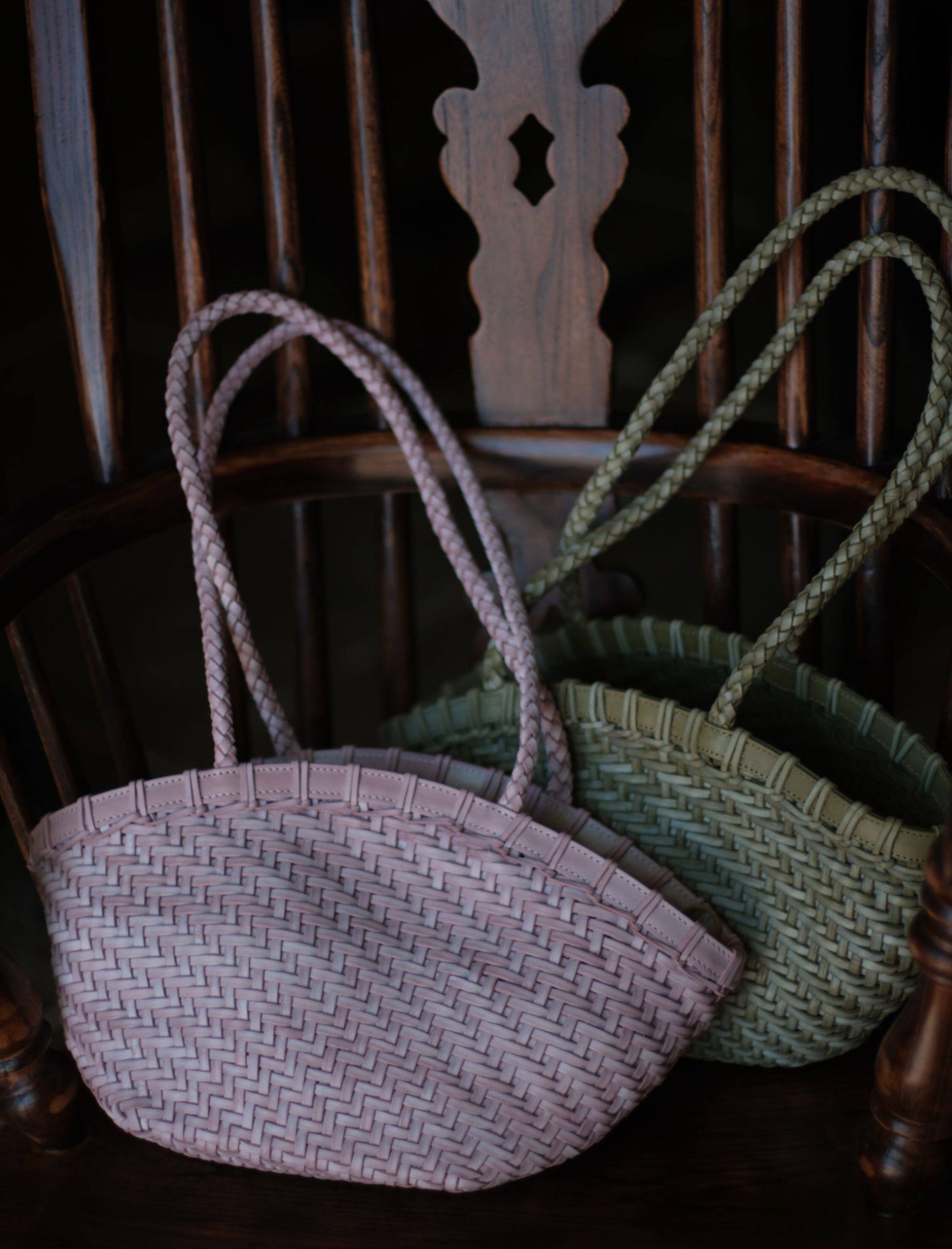 Handwoven Vegetable-Tanned Leather Basket Bag for Women｜Full Grain Cowhide Woven Tote with Braided Handle & Drawstring Liner | Spring Summer Shoulder Bag