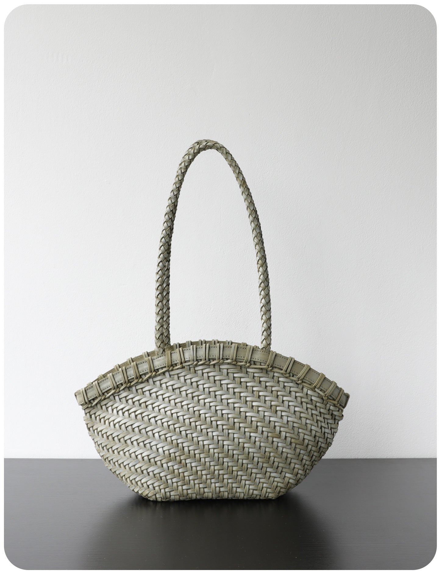 Handwoven Vegetable-Tanned Leather Basket Bag for Women｜Full Grain Cowhide Woven Tote with Braided Handle & Drawstring Liner | Spring Summer Shoulder Bag