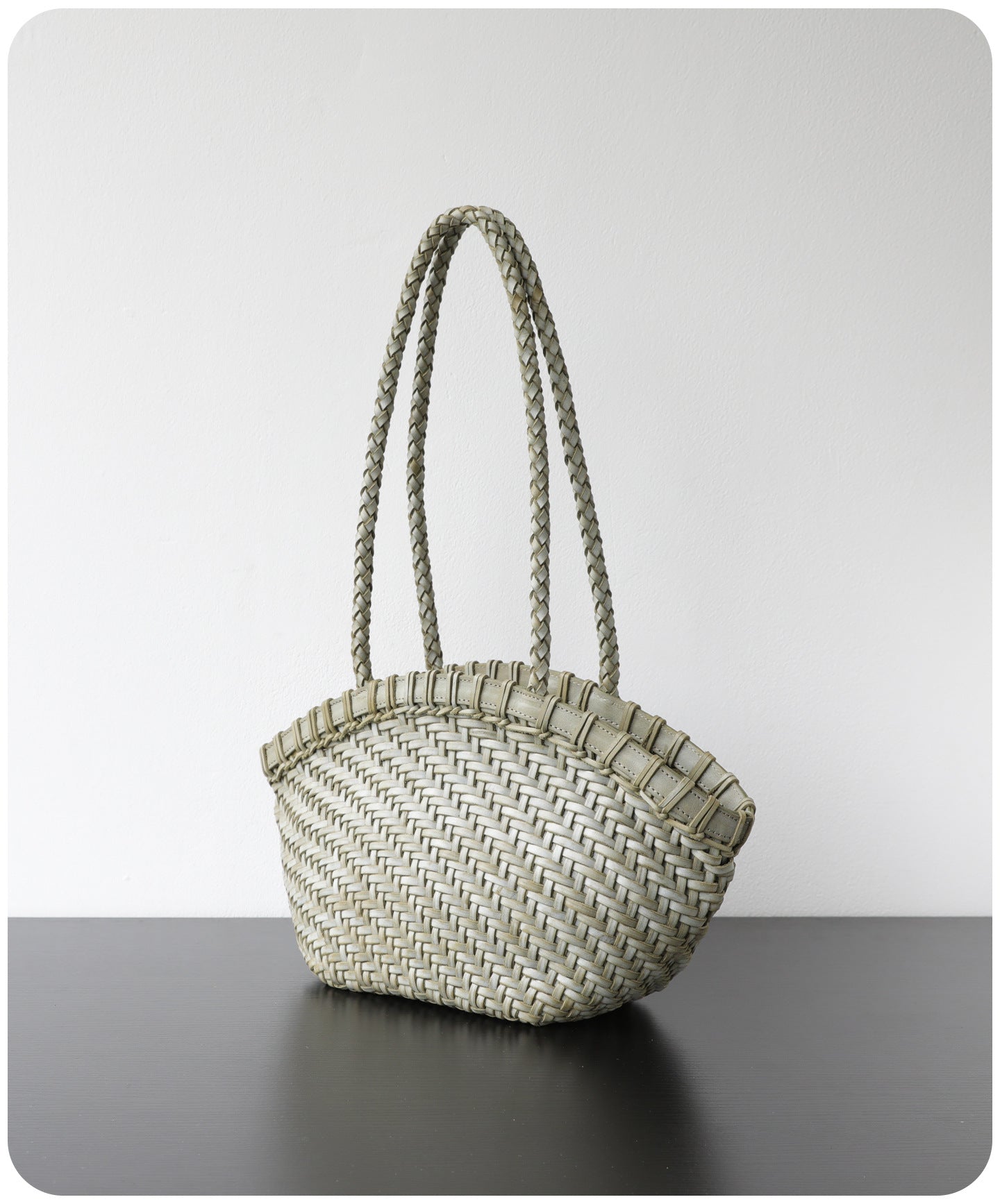 Handwoven Vegetable-Tanned Leather Basket Bag for Women｜Full Grain Cowhide Woven Tote with Braided Handle & Drawstring Liner | Spring Summer Shoulder Bag
