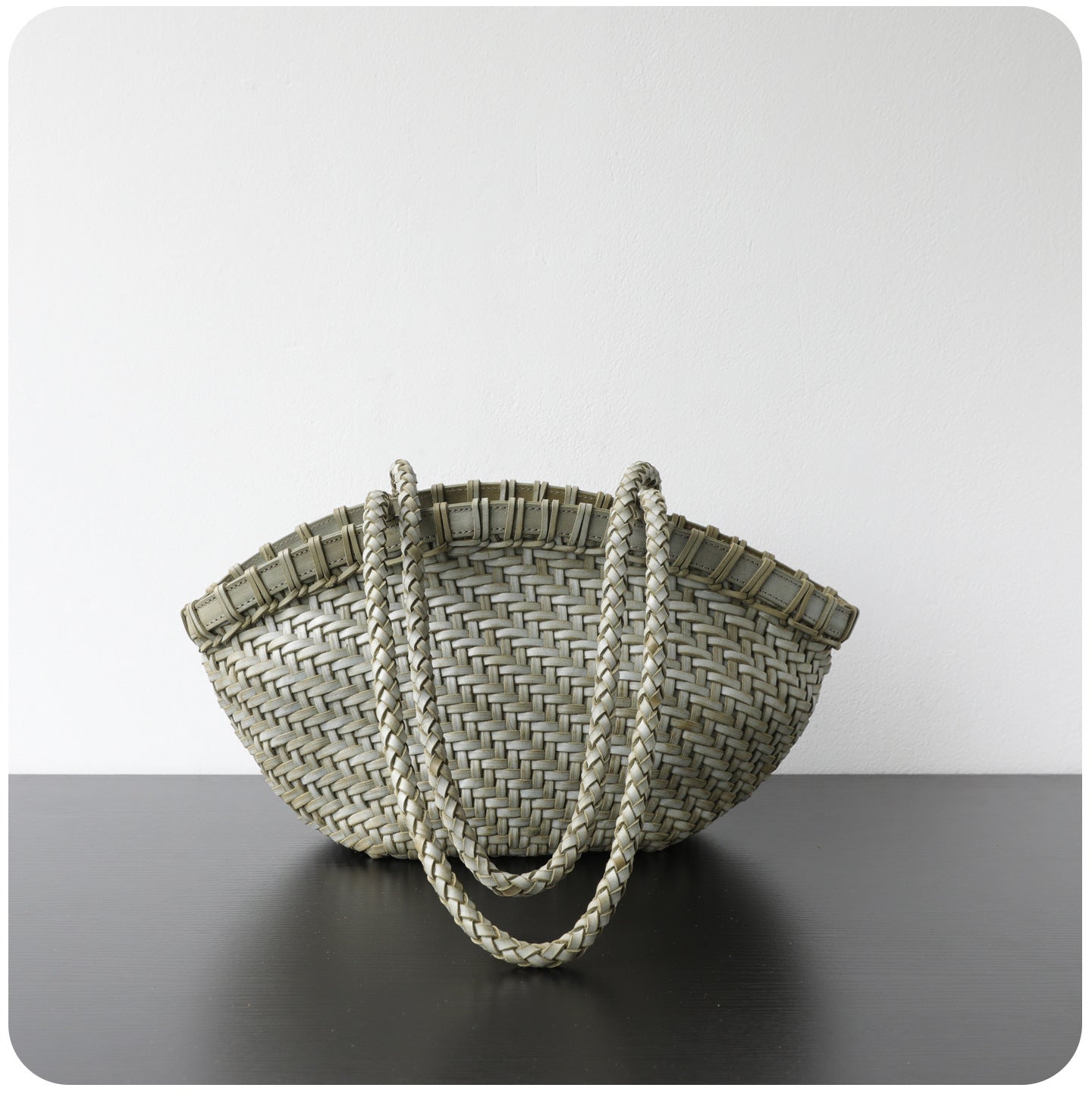Handwoven Vegetable-Tanned Leather Basket Bag for Women｜Full Grain Cowhide Woven Tote with Braided Handle & Drawstring Liner | Spring Summer Shoulder Bag
