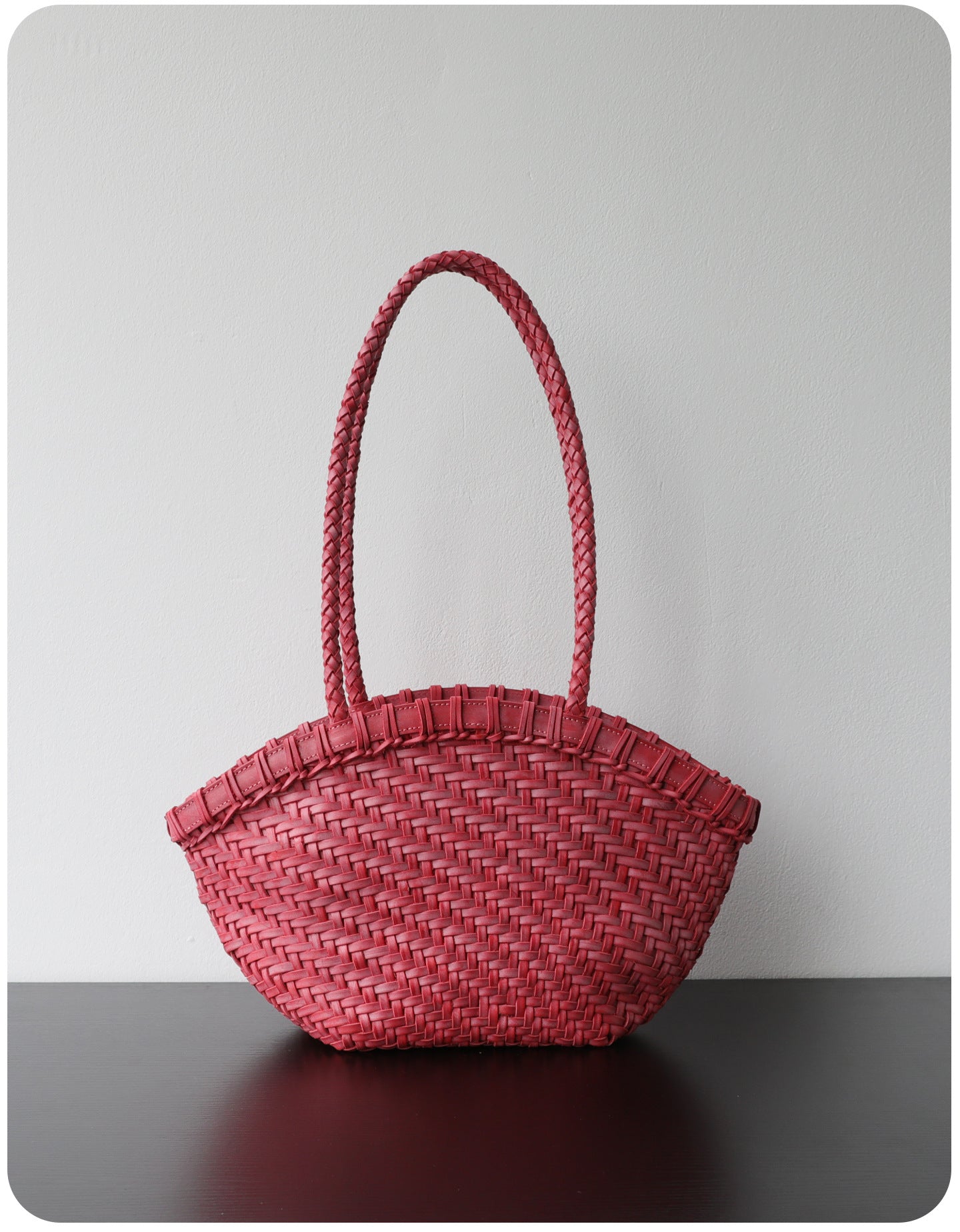 Handwoven Vegetable-Tanned Leather Basket Bag for Women｜Full Grain Cowhide Woven Tote with Braided Handle & Drawstring Liner | Spring Summer Shoulder Bag
