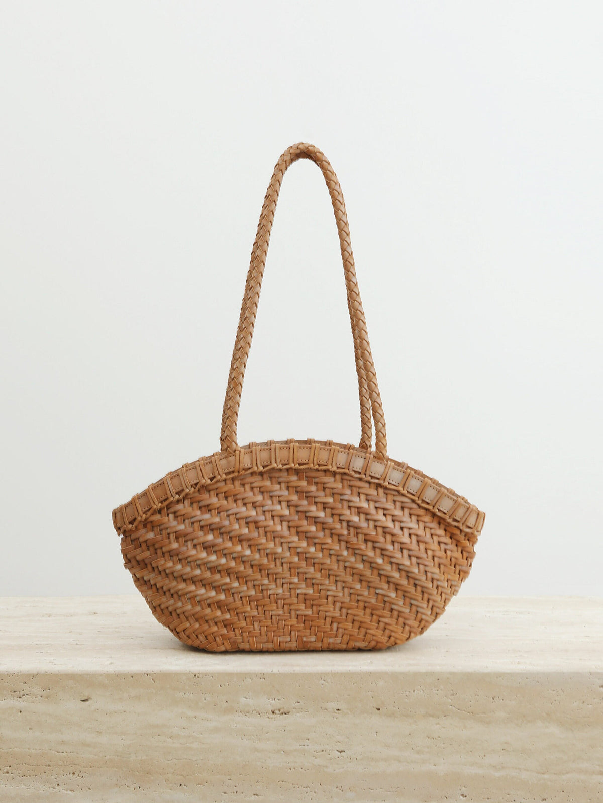 Handwoven Vegetable-Tanned Leather Basket Bag for Women｜Full Grain Cowhide Woven Tote with Braided Handle & Drawstring Liner | Spring Summer Shoulder Bag