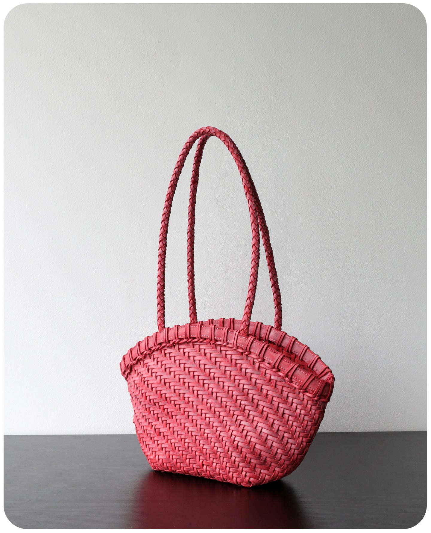 Handwoven Vegetable-Tanned Leather Basket Bag for Women｜Full Grain Cowhide Woven Tote with Braided Handle & Drawstring Liner | Spring Summer Shoulder Bag