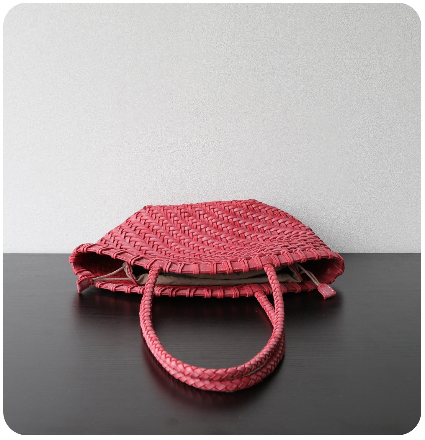 Handwoven Vegetable-Tanned Leather Basket Bag for Women｜Full Grain Cowhide Woven Tote with Braided Handle & Drawstring Liner | Spring Summer Shoulder Bag
