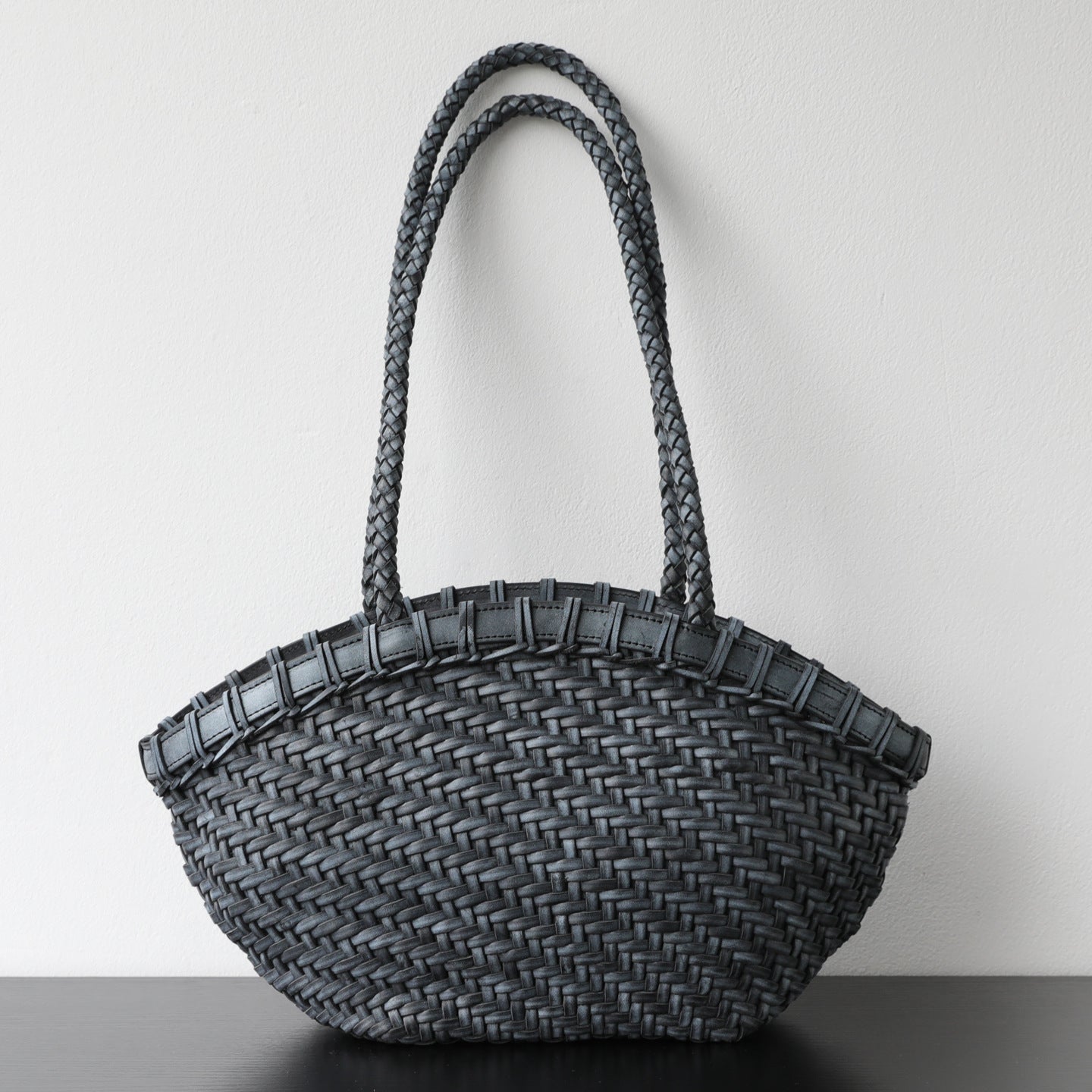 Handwoven Vegetable-Tanned Leather Basket Bag for Women｜Full Grain Cowhide Woven Tote with Braided Handle & Drawstring Liner | Spring Summer Shoulder Bag