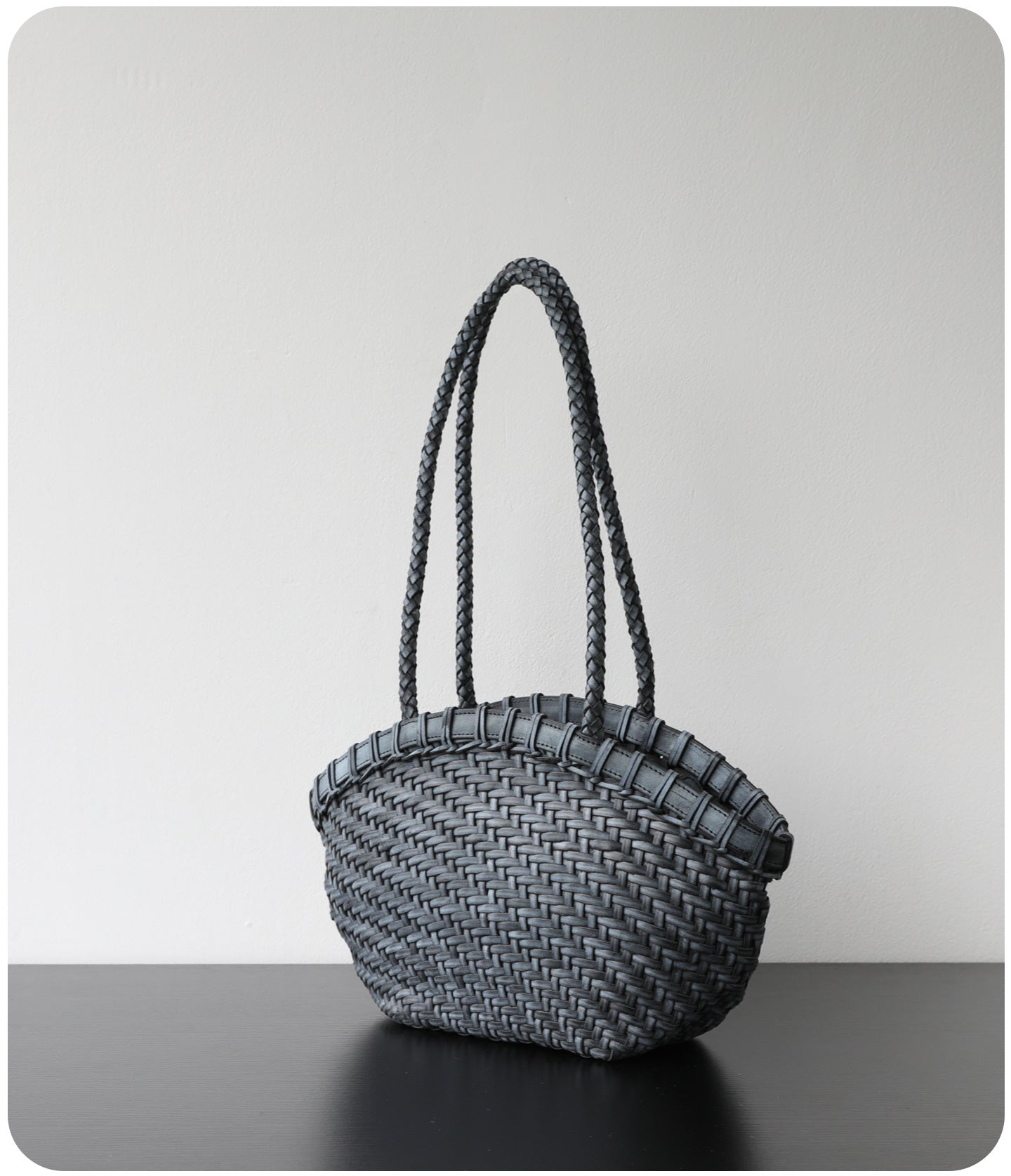 Handwoven Vegetable-Tanned Leather Basket Bag for Women｜Full Grain Cowhide Woven Tote with Braided Handle & Drawstring Liner | Spring Summer Shoulder Bag