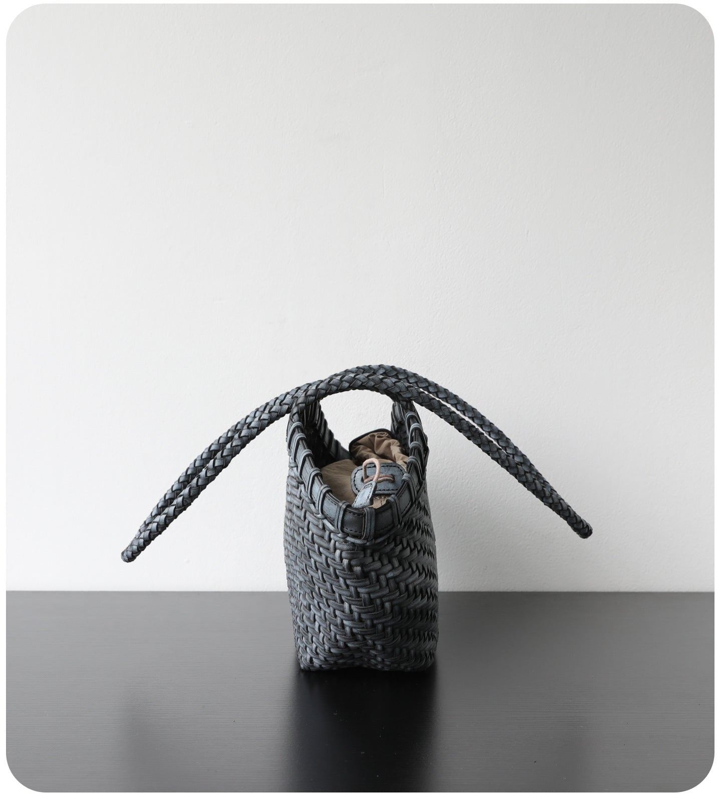 Handwoven Vegetable-Tanned Leather Basket Bag for Women｜Full Grain Cowhide Woven Tote with Braided Handle & Drawstring Liner | Spring Summer Shoulder Bag