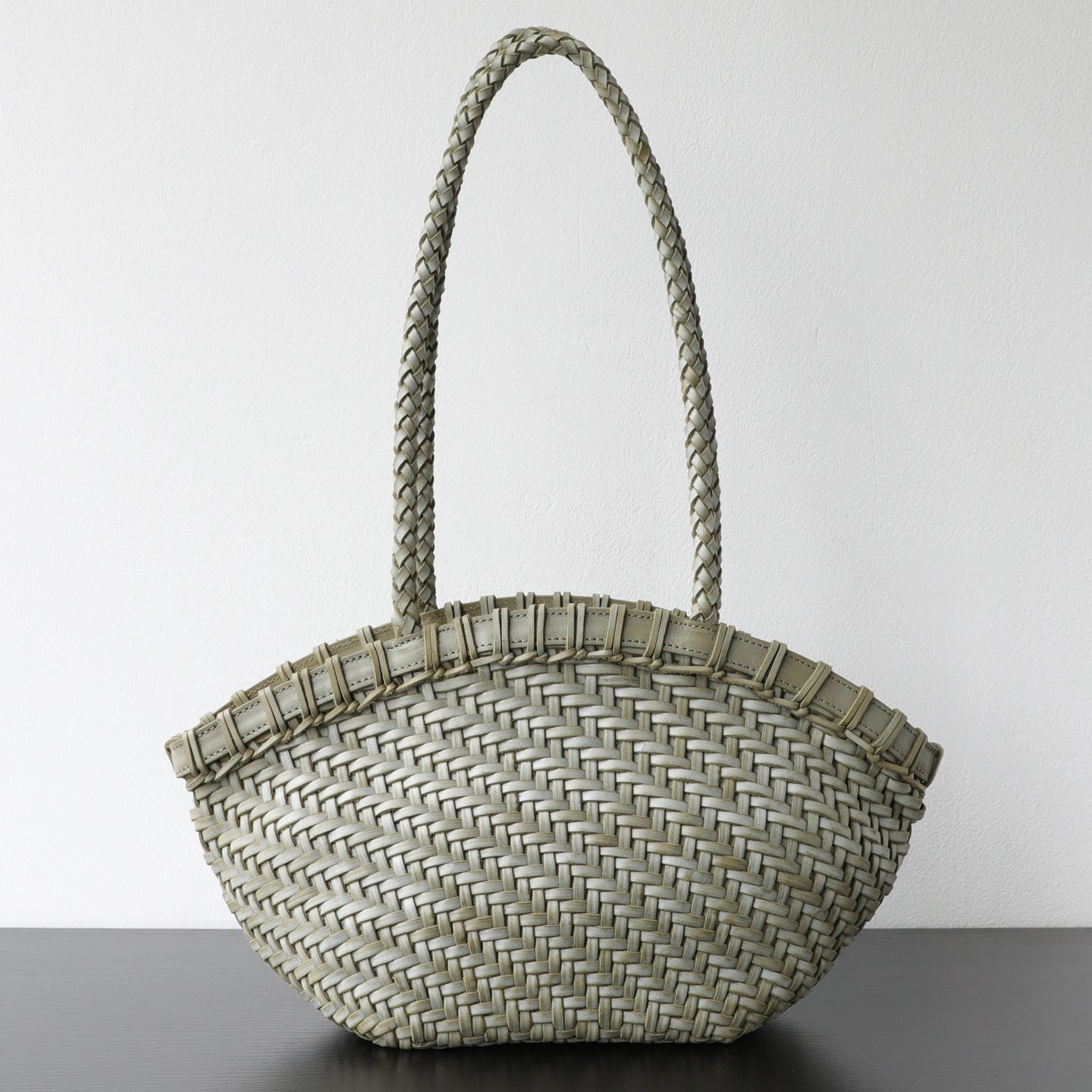 Handwoven Vegetable-Tanned Leather Basket Bag for Women｜Full Grain Cowhide Woven Tote with Braided Handle & Drawstring Liner | Spring Summer Shoulder Bag