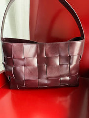 Handwoven Women's Woven Leather Tote Bag, Large Cowhide Leather Woven Laptop Handbag for Work or Casual Use