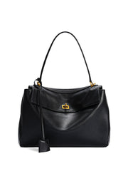 High-End Genuine Leather and Suede Leather Handbag with Lock Clasp, Women's Versatile Shoulder & Crossbody Bag for Commuting