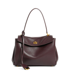 High-End Genuine Leather and Suede Leather Handbag with Lock Clasp, Women's Versatile Shoulder & Crossbody Bag for Commuting