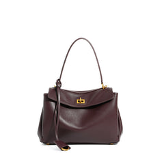 High-End Genuine Leather and Suede Leather Handbag with Lock Clasp, Women's Versatile Shoulder & Crossbody Bag for Commuting