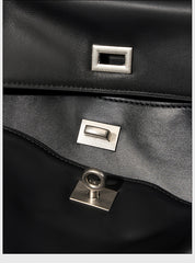 High-End Genuine Leather and Suede Leather Handbag with Lock Clasp, Women's Versatile Shoulder & Crossbody Bag for Commuting