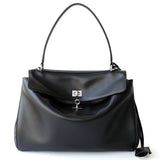 High-End Genuine Leather and Suede Leather Handbag with Lock Clasp, Women's Versatile Shoulder & Crossbody Bag for Commuting