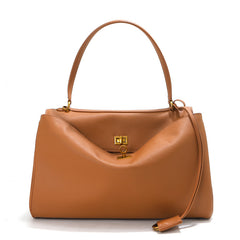 High-End Genuine Leather and Suede Leather Handbag with Lock Clasp, Women's Versatile Shoulder & Crossbody Bag for Commuting