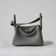 High-End Luxury Italian Taurillon Clémence Leather Women's Shoulder Bag – Gold & Silver Tone Handcrafted Handbag, Top Handle Purse, Designer Doctor-Style Satchel (19cm/26cm)