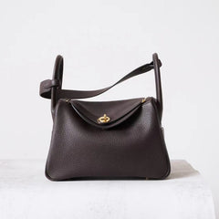 High-End Luxury Italian Taurillon Clémence Leather Women's Shoulder Bag – Gold & Silver Tone Handcrafted Handbag, Top Handle Purse, Designer Doctor-Style Satchel (19cm/26cm)