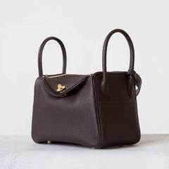 High-End Luxury Italian Taurillon Clémence Leather Women's Shoulder Bag – Gold & Silver Tone Handcrafted Handbag, Top Handle Purse, Designer Doctor-Style Satchel (19cm/26cm)