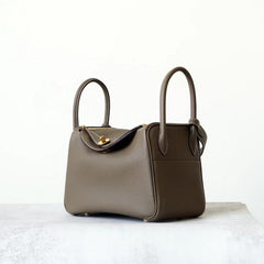 High-End Luxury Italian Taurillon Clémence Leather Women's Shoulder Bag – Gold & Silver Tone Handcrafted Handbag, Top Handle Purse, Designer Doctor-Style Satchel (19cm/26cm)