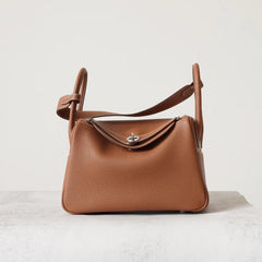 High-End Luxury Italian Taurillon Clémence Leather Women's Shoulder Bag – Gold & Silver Tone Handcrafted Handbag, Top Handle Purse, Designer Doctor-Style Satchel (19cm/26cm)