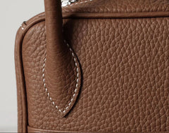 High-End Luxury Italian Taurillon Clémence Leather Women's Shoulder Bag – Gold & Silver Tone Handcrafted Handbag, Top Handle Purse, Designer Doctor-Style Satchel (19cm/26cm)