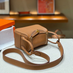 High-End Luxury Italian Taurillon Clémence Leather Women's Shoulder Bag – Gold & Silver Tone Handcrafted Handbag, Top Handle Purse, Designer Doctor-Style Satchel (19cm/26cm)
