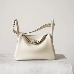 High-End Luxury Italian Taurillon Clémence Leather Women's Shoulder Bag – Gold & Silver Tone Handcrafted Handbag, Top Handle Purse, Designer Doctor-Style Satchel (19cm/26cm)
