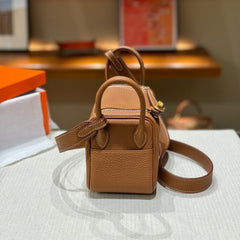 High-End Luxury Italian Taurillon Clémence Leather Women's Shoulder Bag – Gold & Silver Tone Handcrafted Handbag, Top Handle Purse, Designer Doctor-Style Satchel (19cm/26cm)