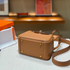 High-End Luxury Italian Taurillon Clémence Leather Women's Shoulder Bag – Gold & Silver Tone Handcrafted Handbag, Top Handle Purse, Designer Doctor-Style Satchel (19cm/26cm)