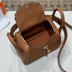 High-End Luxury Italian Taurillon Clémence Leather Women's Shoulder Bag – Gold & Silver Tone Handcrafted Handbag, Top Handle Purse, Designer Doctor-Style Satchel (19cm/26cm)