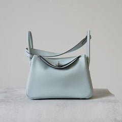 High-End Luxury Italian Taurillon Clémence Leather Women's Shoulder Bag – Gold & Silver Tone Handcrafted Handbag, Top Handle Purse, Designer Doctor-Style Satchel (19cm/26cm)
