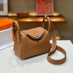 High-End Luxury Italian Taurillon Clémence Leather Women's Shoulder Bag – Gold & Silver Tone Handcrafted Handbag, Top Handle Purse, Designer Doctor-Style Satchel (19cm/26cm)