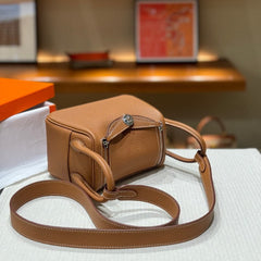 High-End Luxury Italian Taurillon Clémence Leather Women's Shoulder Bag – Gold & Silver Tone Handcrafted Handbag, Top Handle Purse, Designer Doctor-Style Satchel (19cm/26cm)