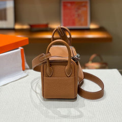 High-End Luxury Italian Taurillon Clémence Leather Women's Shoulder Bag – Gold & Silver Tone Handcrafted Handbag, Top Handle Purse, Designer Doctor-Style Satchel (19cm/26cm)