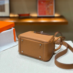 High-End Luxury Italian Taurillon Clémence Leather Women's Shoulder Bag – Gold & Silver Tone Handcrafted Handbag, Top Handle Purse, Designer Doctor-Style Satchel (19cm/26cm)