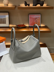 High-End Luxury Italian Taurillon Clémence Leather Women's Shoulder Bag – Gold & Silver Tone Handcrafted Handbag, Top Handle Purse, Designer Doctor-Style Satchel (19cm/26cm)