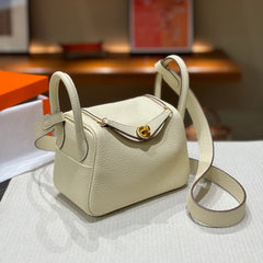 High-End Luxury Italian Taurillon Clémence Leather Women's Shoulder Bag – Gold & Silver Tone Handcrafted Handbag, Top Handle Purse, Designer Doctor-Style Satchel (19cm/26cm)