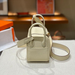 High-End Luxury Italian Taurillon Clémence Leather Women's Shoulder Bag – Gold & Silver Tone Handcrafted Handbag, Top Handle Purse, Designer Doctor-Style Satchel (19cm/26cm)